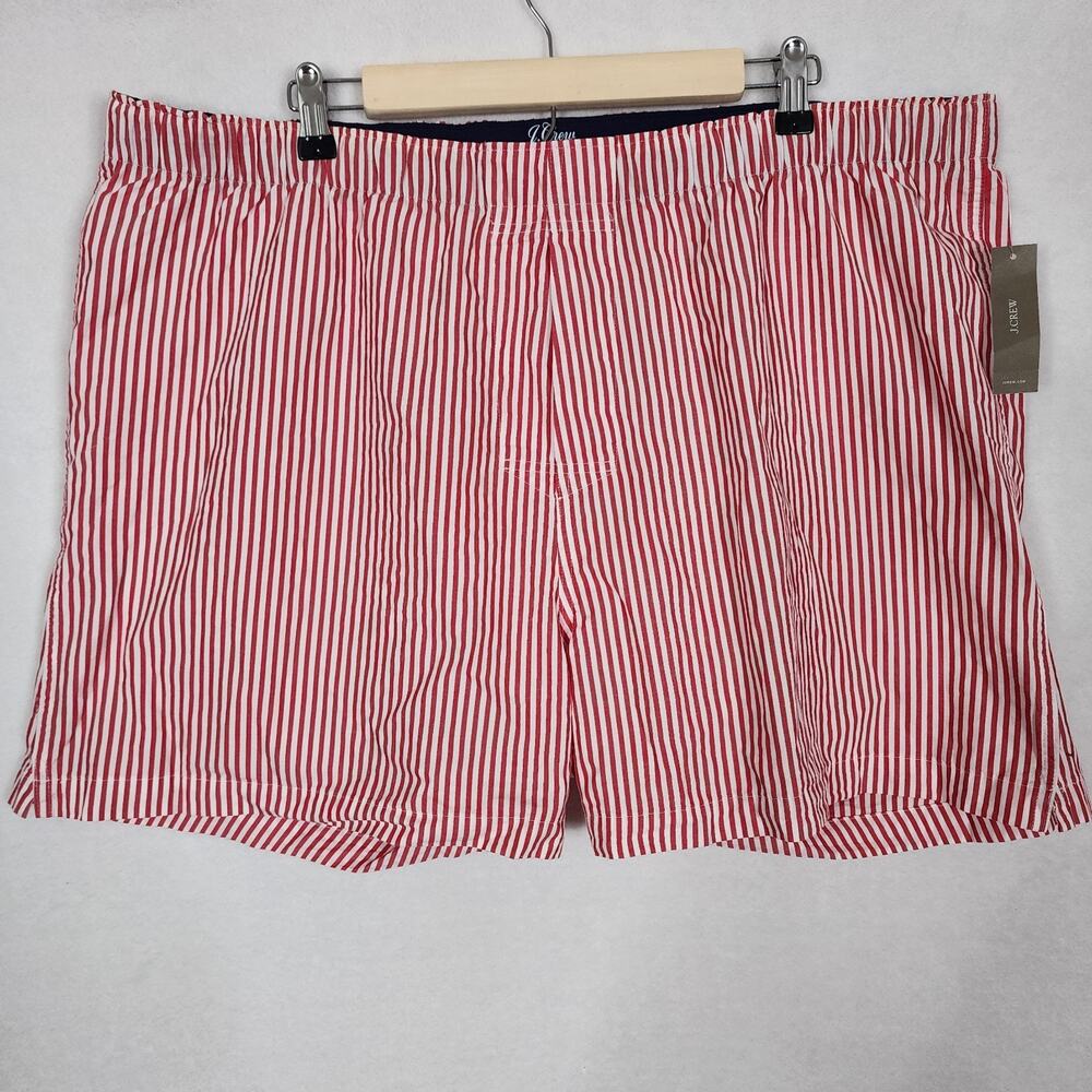 NWT J Crew Mens Woven Boxer Shorts Underwear 100% Cotton Red White Stripe Sz XXL